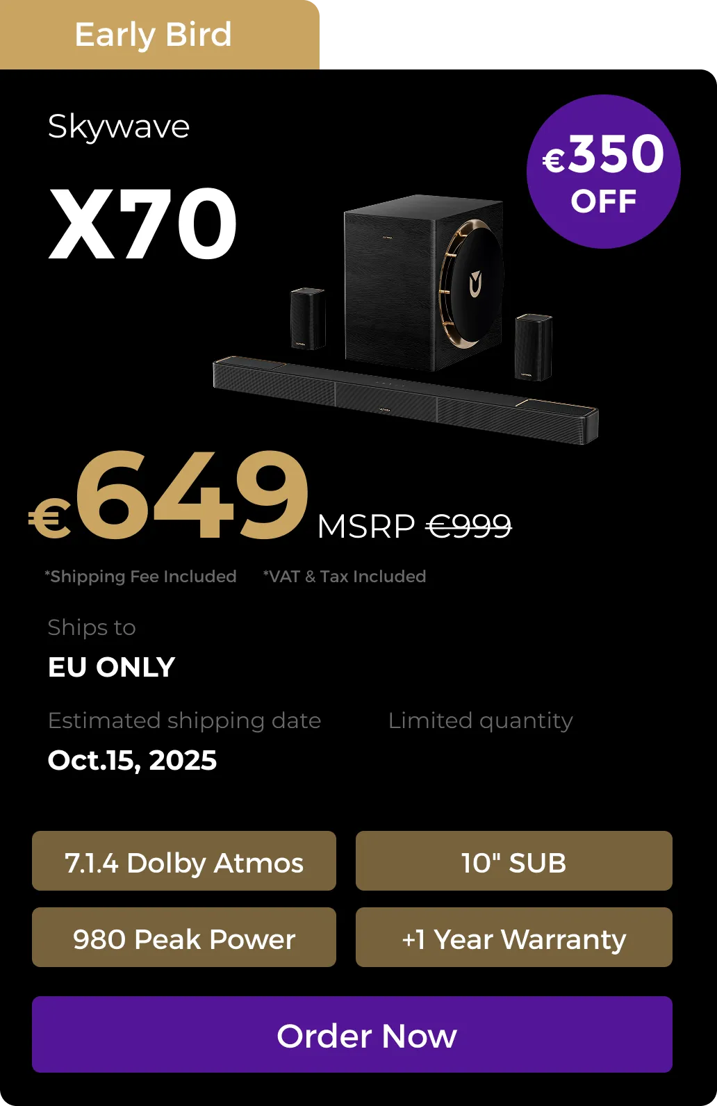 Skywave X70 7.1.4 Surround Sound System