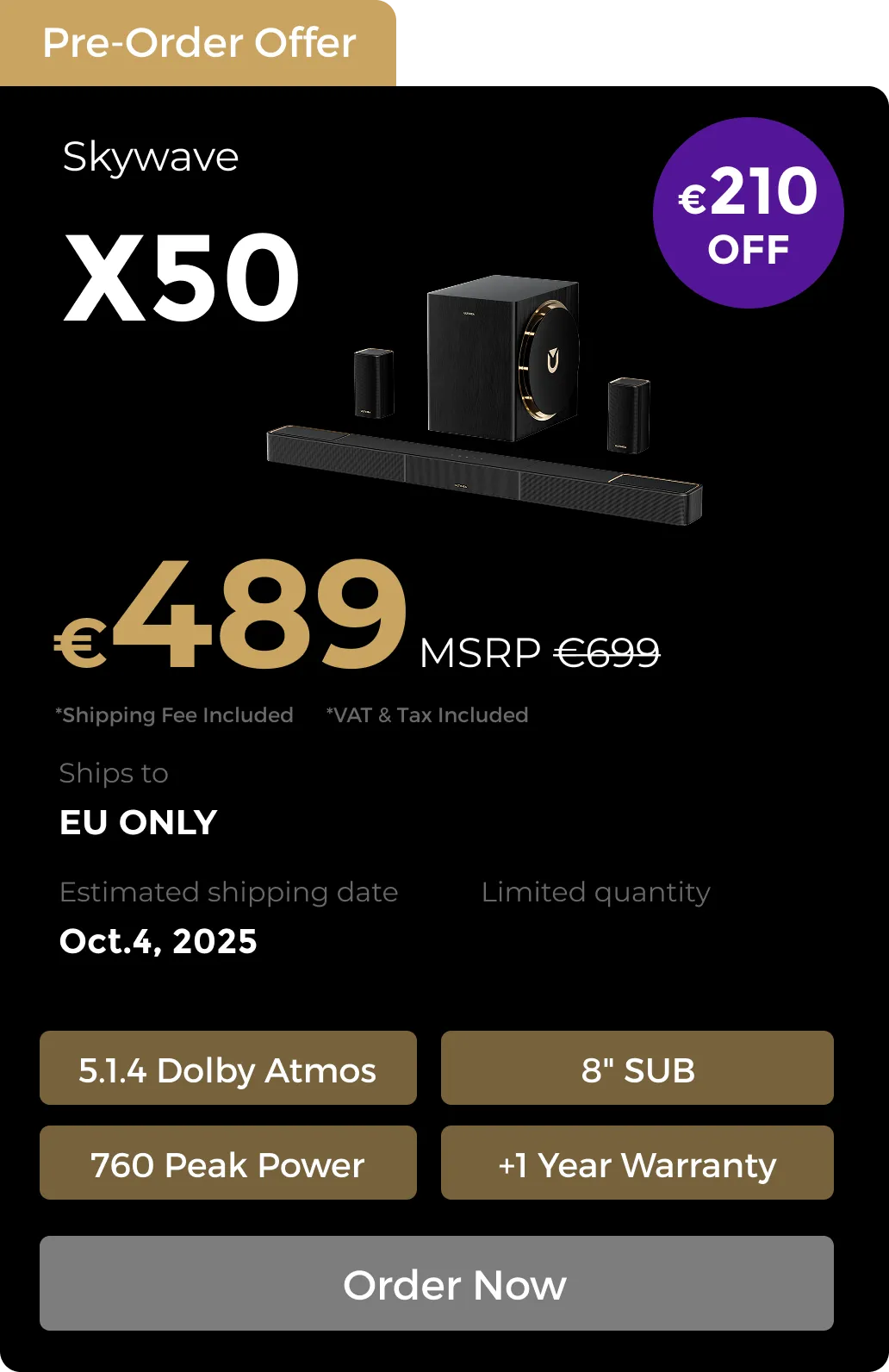 Skywave X50 5.1.4 Soundbar