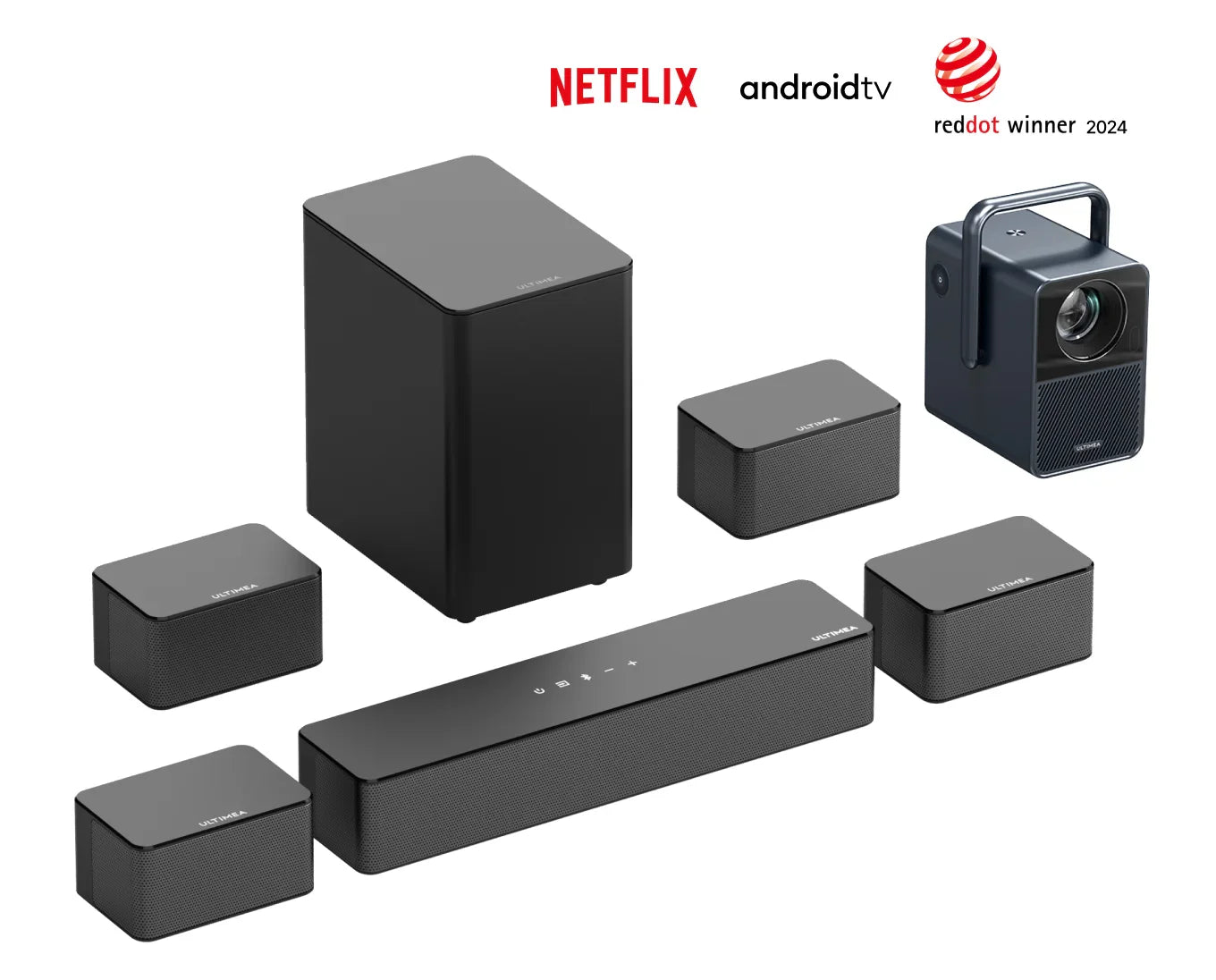 Poseidon E40 Projector & Poseidon D70 Soundbar Bundle