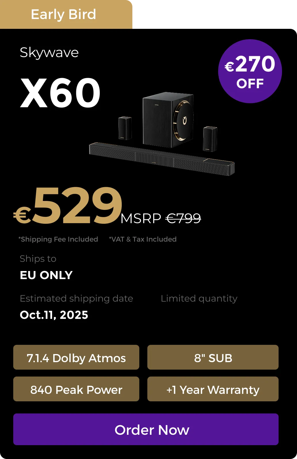 Skywave X60 7.1.4 Soundbar