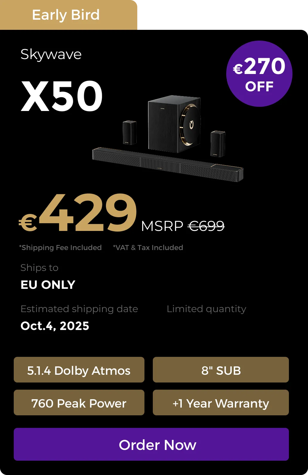 Skywave X50 5.1.4 Soundbar