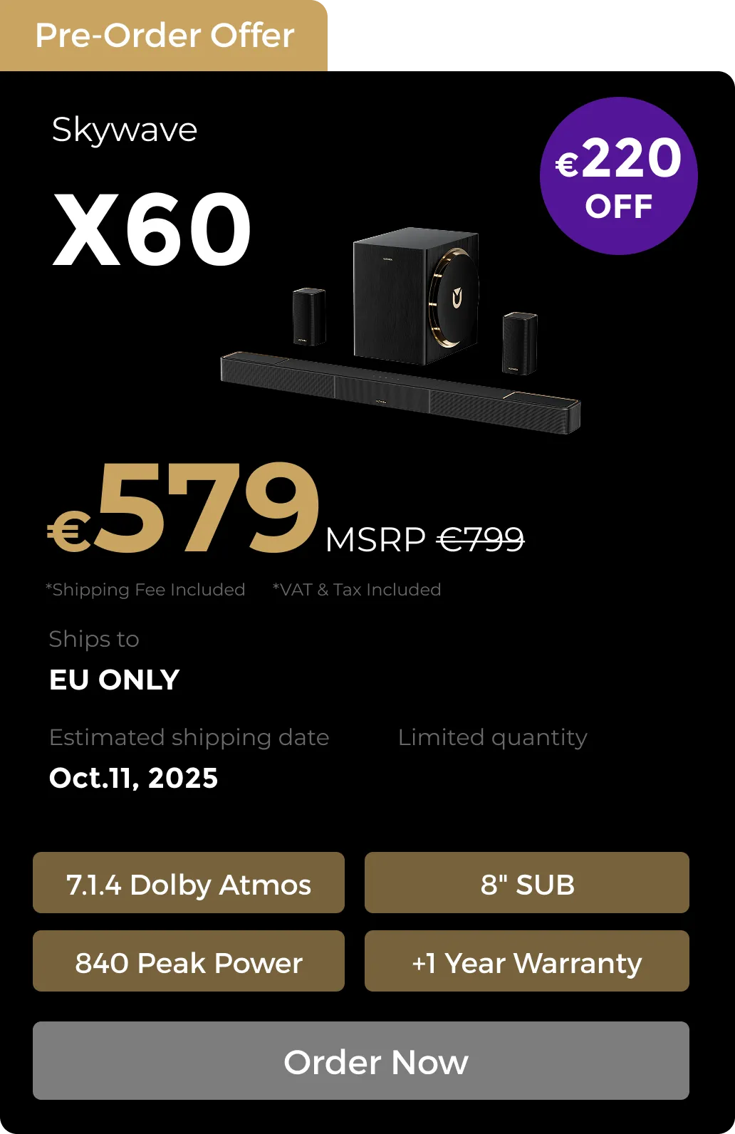 Skywave X60 7.1.4 Soundbar