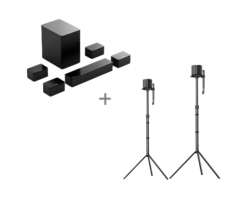 Poseidon D80 Boom Dolby Atmos Soundbar + Speak Stands